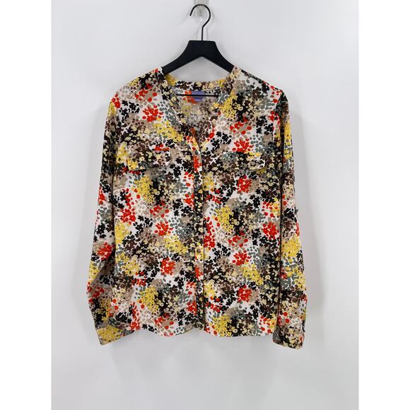 Laura Scott Multicolored Floral Long Sleeve Button Up Blouse Size Extra Large - Picture 1 of 7